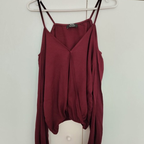 Bershka blouse burgundy like new, small-large, off-shoulder style