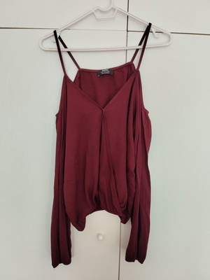 Bershka blouse burgundy like new, small-large, off-shoulder style
