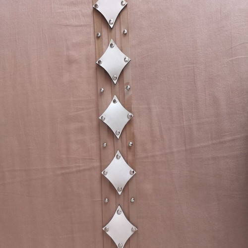 White belt with white rhombus on transparent base like new, 95 cm