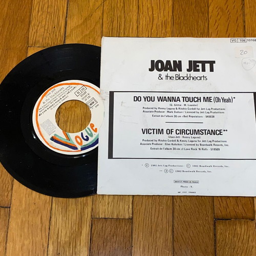 Joan Jett Do You Wanna Touch Me rare 7" vinyl rock 45 rpm like new, French edition