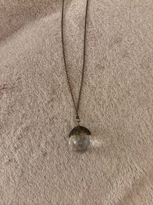 Vintage μακρύ κολιέ με μπρονζέ αλυσίδα και crystal drop μενταγιόν καινούργιο