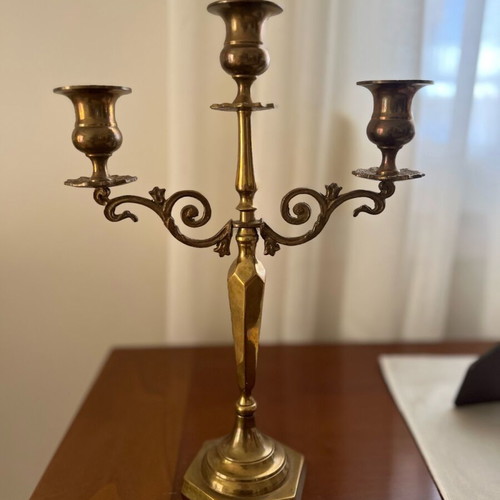 Bronze Candlestick 3-Arm Vintage used, decorative