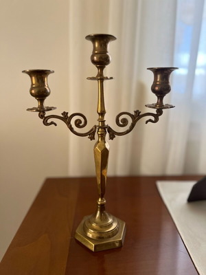 Bronze Candlestick 3-Arm Vintage used, decorative