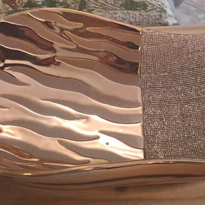 Decorative buffet set new, rose gold embossed vase and leaf plate