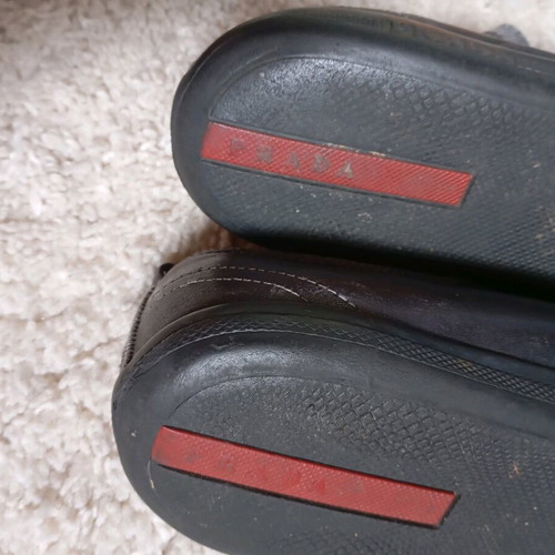 Prada men's sneakers used, size 42, black with grey laces