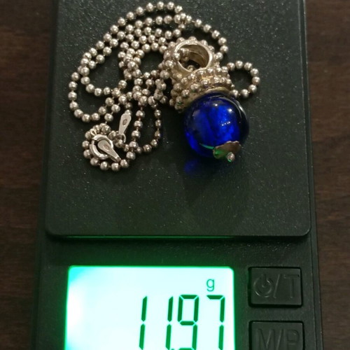 Silver necklace 915 with blue Murano pendant like new