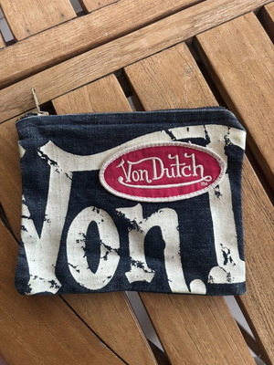 Von Dutch small toiletry bag like new, dark blue canvas with white logo
