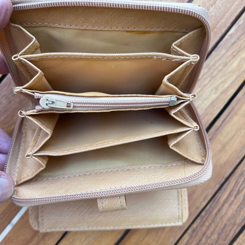 Wallet used, beige with multiple card slots