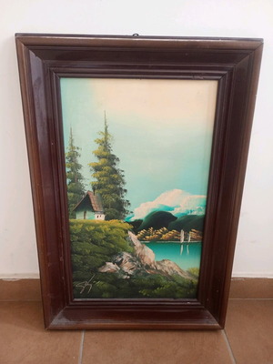 Vintage painting used in wooden frame