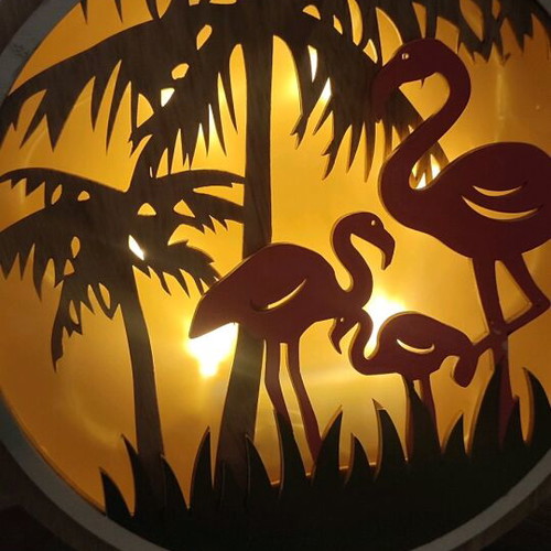 Wooden Flamingo LED decorative light like new