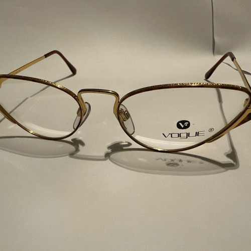Vogue Vintage Metal Eyeglasses with Engraved Details and Tortoise