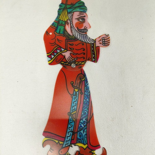 Pasas Karagiozis shadow theater figure used, Dagakou creation