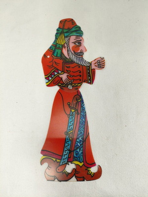 Pasas Karagiozis shadow theater figure used, Dagakou creation