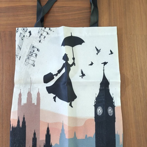 Mary Poppins Canvas Tote Bag New Shoulder Bag Beige Multicolor