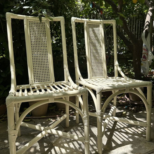 Vintage Faux Bamboo Chairs set of 4, solid wood and lacquer