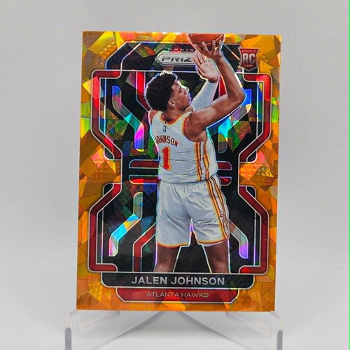 2021-22 Panini Prizm Jalen Johnson Orange Cracked Ice Rookie Card like new