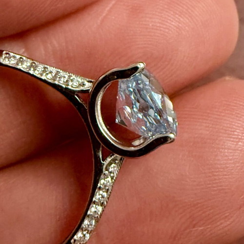 Canary Light Bule Solitaire Ring 925 Silver with Cubic Zirconia
