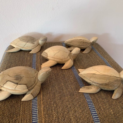 Decorative turtle handcarved from natural wood new