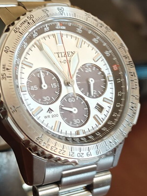 Citizen Promaster Sky EcoDrive Chronograph Silver Stainless Steel Bracelet watch like new