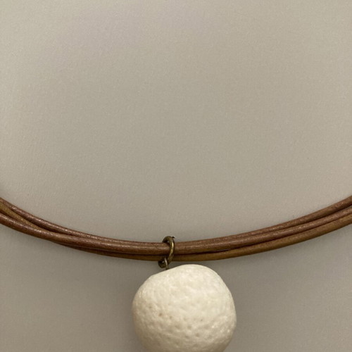 Handmade Athens Protasis necklace with white lava pendant, like new