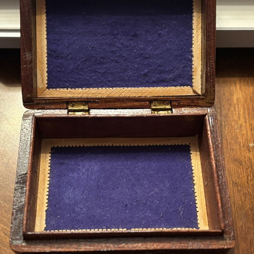 Handmade carved wooden jewelry box like new with velvet lining