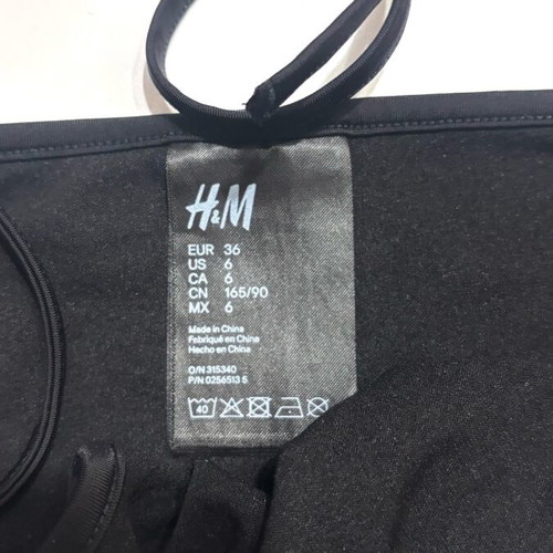 H&M swimsuit used, size 36, gray thick cotton with black trim