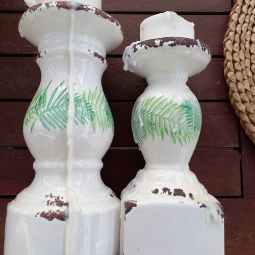 Ceramic large set with vase and 2 candlesticks