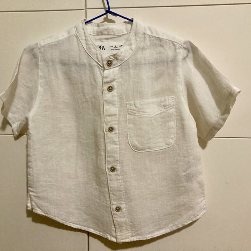 Zara white linen shirt for 2-year-old boy like new, 92 cm