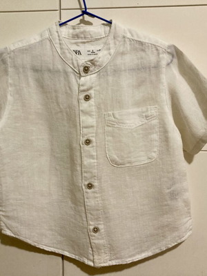 Zara white linen shirt for 2-year-old boy like new, 92 cm