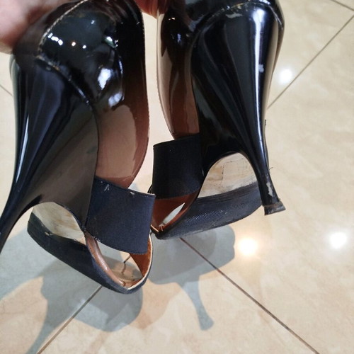 Rollini vintage patent leather pumps used size 38 brown-black