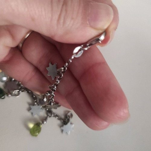 Silver 925 bracelet like new with zircon and dangling stars