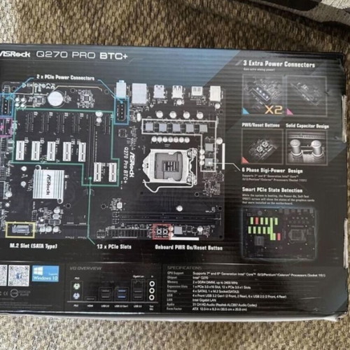 Asrock Q270 Pro BTC+ New motherboard for Intel 6th and 7th generation