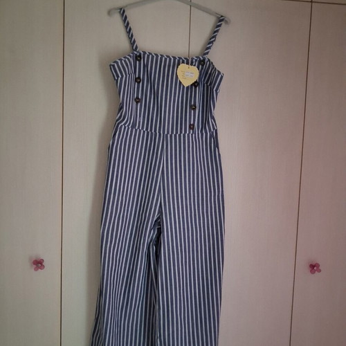 Summer Jumpsuit with Decorative Buttons and Adjustable Straps, New