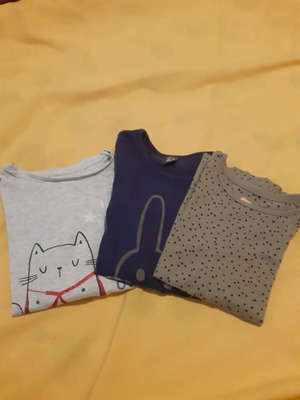 Long-sleeve girls' tops pack of 3, like new, cotton, sizes 5-8 years