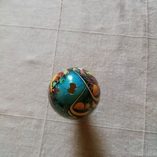 Painted egg used with wooden base