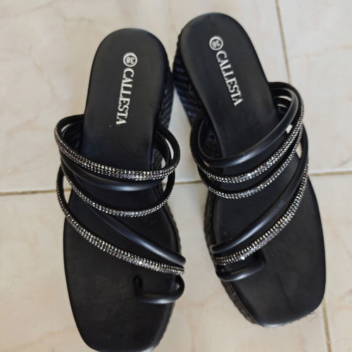 Summer platform sandals like new, size 38, black and silver