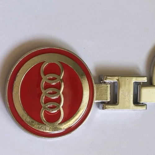 Audi metal double-sided keychain new, red silver
