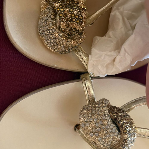 Giuseppe Zanotti Gold Sandals with Strass Size 40 New