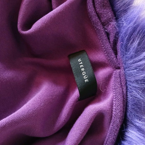 Uterque blouse with fur purple, like new, size S/M