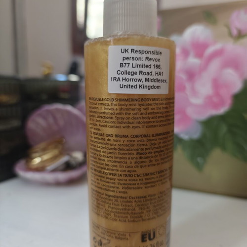 Revuele Shimmering Body Mist 200ml like new, Blooming Garden scent