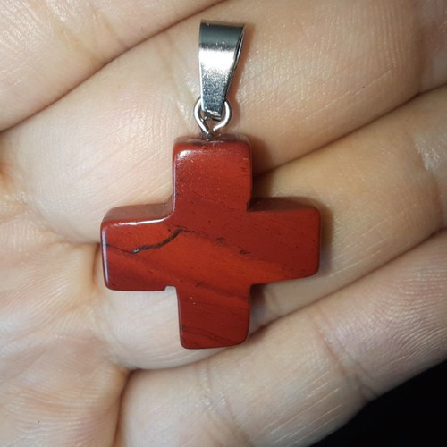 Cross made of natural red jasper stone new 20mm