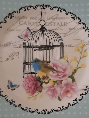 Porcelain plates vintage like new, set of 3, blue-sky shades