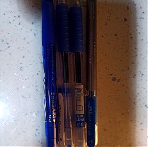 3 στυλό faber castel και 1 στυλό που σβήνει