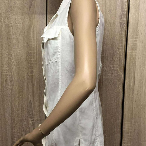 Hype sleeveless white linen shirt, size M