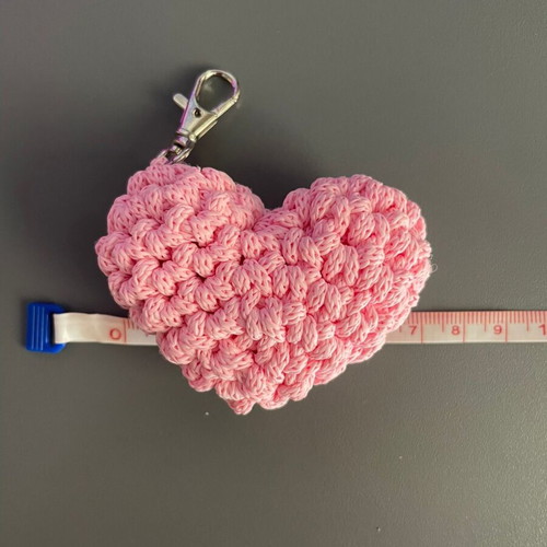 Handmade heart keychain pink new