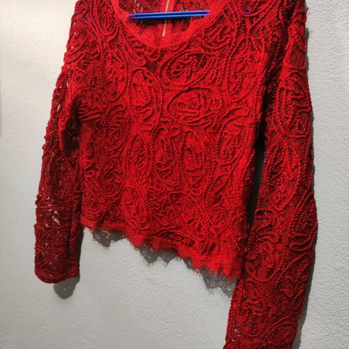 Zara women's crop top like new, red lace with zipper