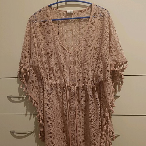 Boho style baby pink beach kaftani like new, one size