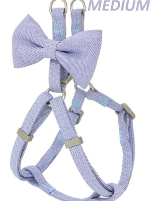 Dog harness blue with bow Mister Bow size M new