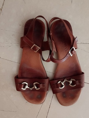 Eva Frutos sandals used, genuine leather, tan, size 41