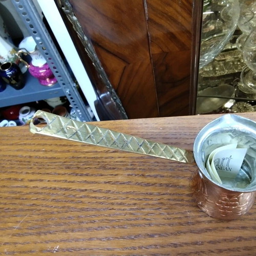 Handmade carved brass briki new with iron handle